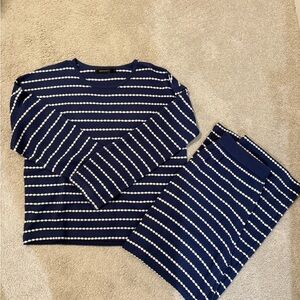 Dusty Blue and White Striped Set